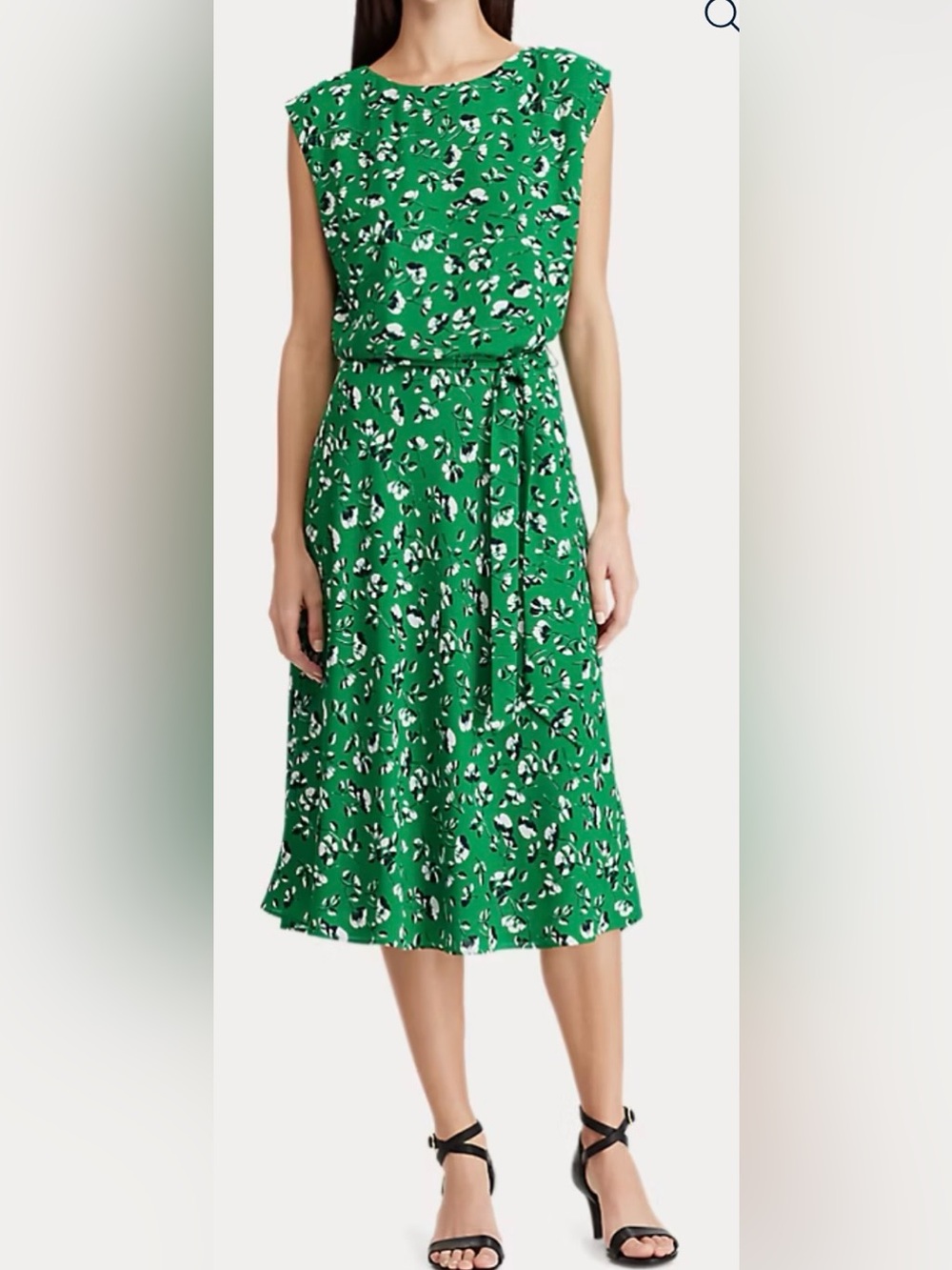 Polo by Ralph Lauren Green Floral Tie-Waist Midi Skirt